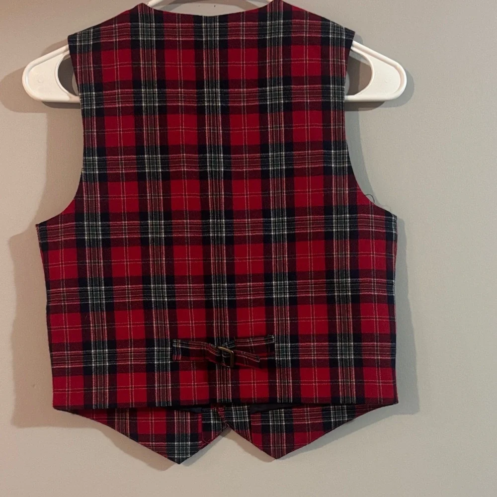 Janie and Jack Red Plaid Vest